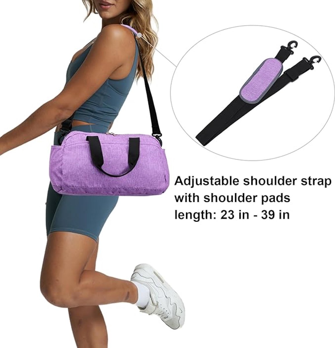 Kleine sporttas voor heren en dames, mini-reistas voor reizen en sport, lichtgewicht handbagagetas, 35,5 cm thumbnail 3