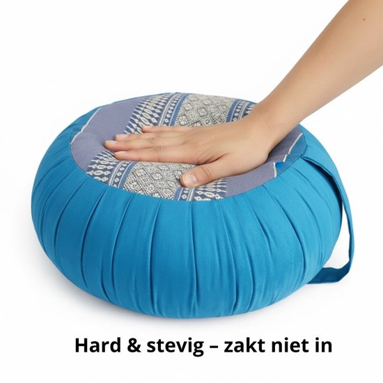 Zafu kussen - Yogakussen - Meditatie kussen - Rond meditatiekussen - Thais kussen - Kapok - 40x40x18 cm - Blauw/grijs van Merkloos — afbeelding 2