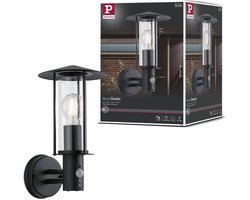 Paulmann Wandarmaturen voor buiten Classic Schemergestuurde bewegingsmelder (IR) IP44 173 mm max. 15W 230V Donkergrijs Metaal, Glas