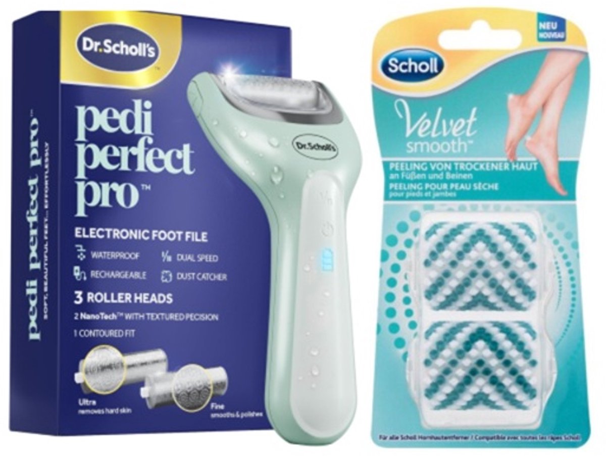 Bol.com Scholl Velvet Smooth + Skin scrub navulling rollers- Scholl - Van Droge Huid Exfoliatie Roller Voeten En Benen 2 Stuks-E... aanbieding