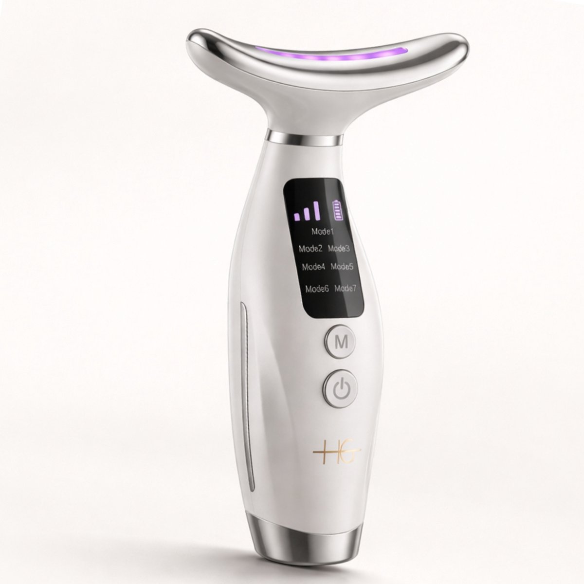 HG Aesthetics Huidverjongingsapparaat met LED Lichttherapie – Gezichts- & Neklift Massager – Anti-Aging & Rimpelvermindering – USB Oplaadbaar