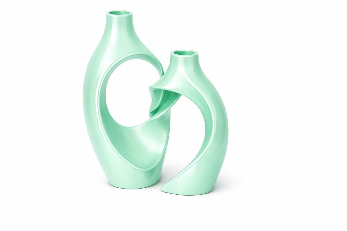 QORVANE Home - Abstracte siervazen - set van 2 - Mint