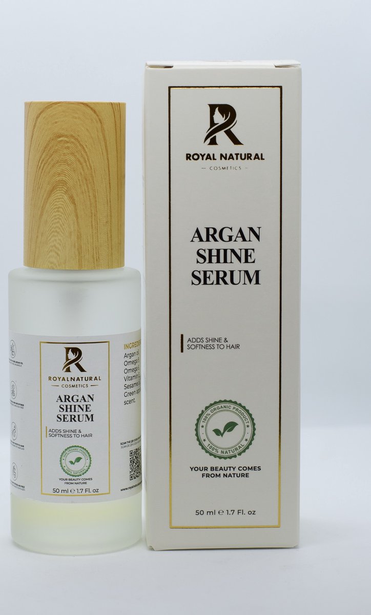 RNC. – Argan Shine Haarserum – Herstel, Glans & Voeding voor Droog en Beschadigd Haar – Voedende Haarolie met Arganolie, Vitamine E, Jojoba- & Druivenpitolie – Rijk aan Natuurlijke Antioxidanten, Voor Zijdezacht en Gezond Haar