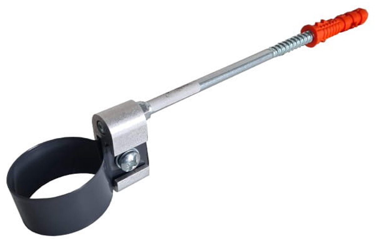 Renoplast® R50 Aluminium klem voor regenpijp | DN 40 mm Zwart | Bevestigingspenlengte 120 mm | Dakgoten regenpijp dakafwatering plaatstaalprofielen