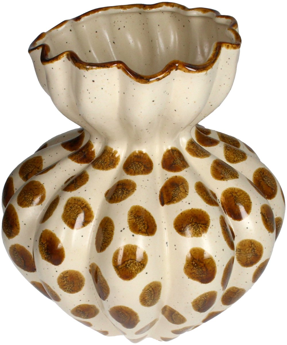Vaas Plix Keramiek Rond - Bruin Patroon - Sfeervolle Eyecatcher