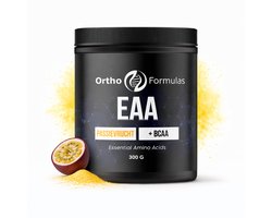 BCAA + EAA Poeder – Essentiële Aminozuren Compleet – Ortho Formulas – Passievrucht – 300 g – 23 Servings