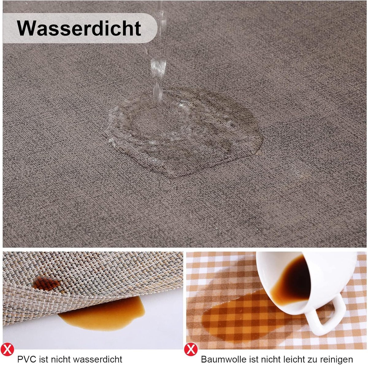 Set van 4 Wasbare Tafelmatten Leer Antislip Dubbelzijdig Donkerbruin