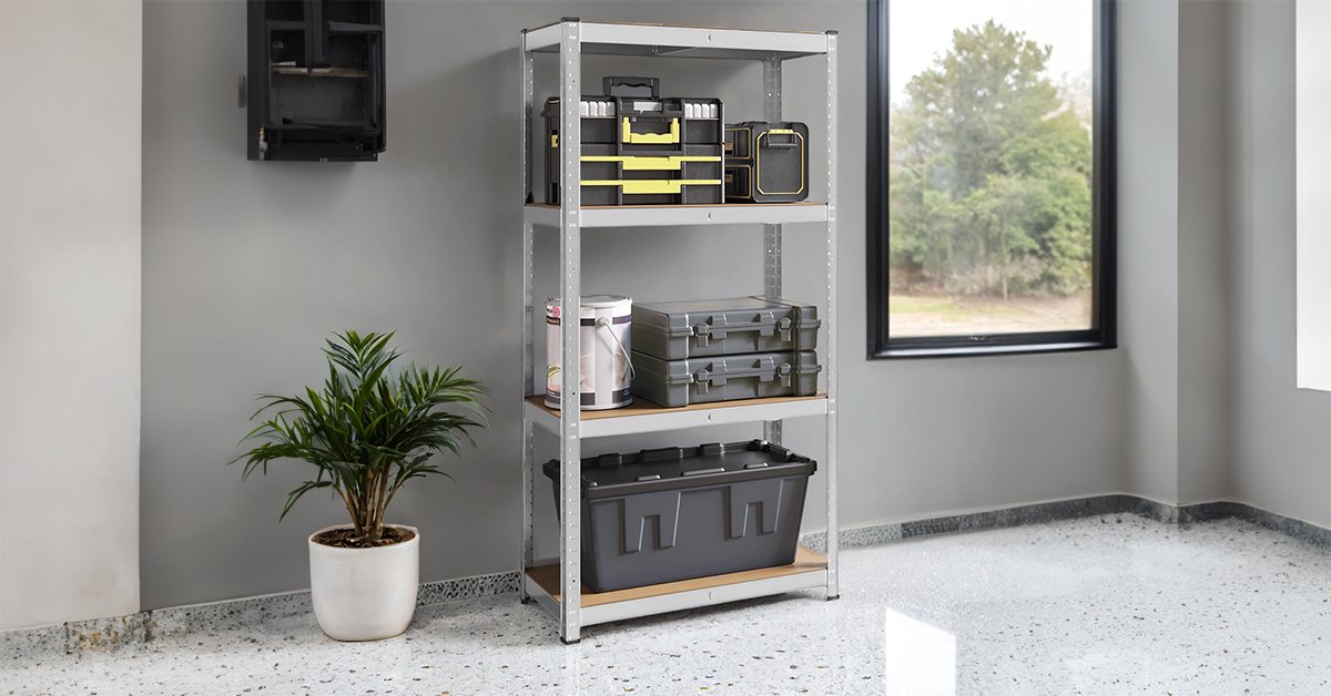 SONGMICS - Stellingkast - Opbergrek - Set van 2 - 4 Lagen - Max 520 kg - Verstelbare - Industrieel