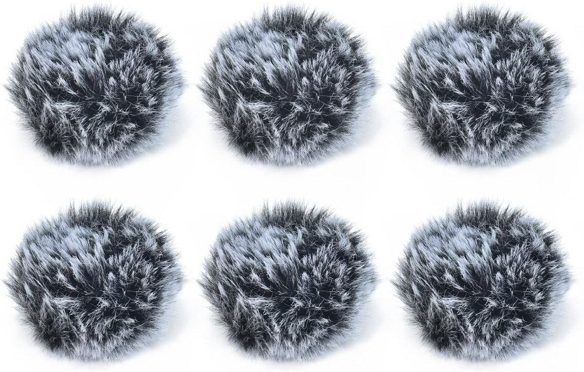 Windscherm voor Lavalier Microfoon - 6-Pack Dode Kat Fuzzy Windmuff voor Buitenopnames