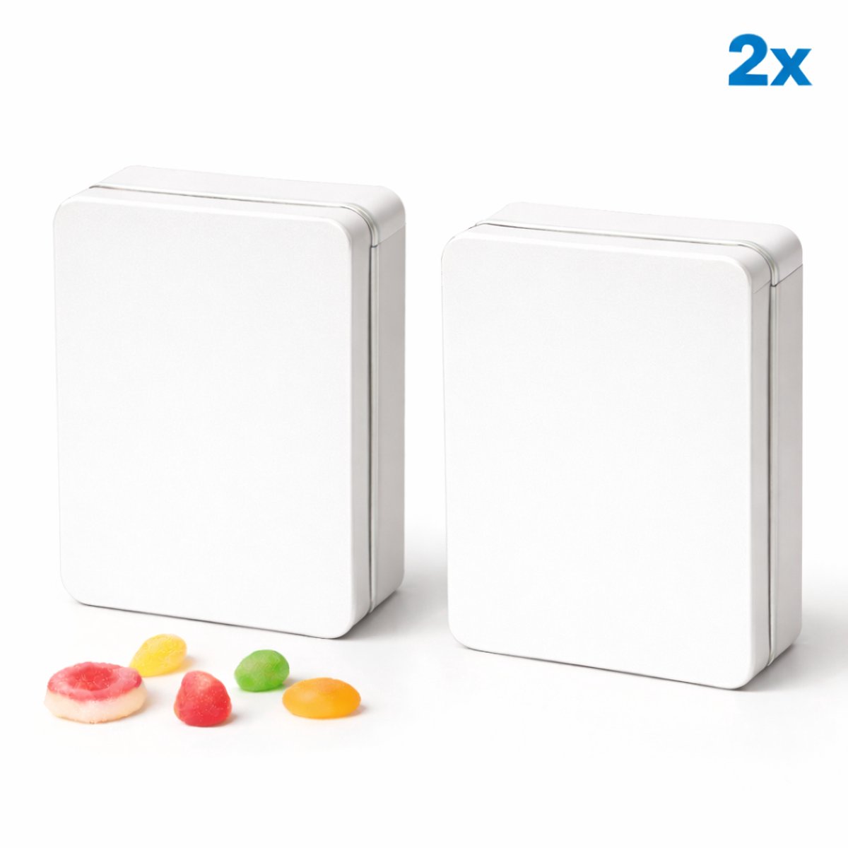 TNI Koekjestrommel – 14 x 10 x 4.5 CM - Set van 2 - Koekjesdoos - Luchtdicht Koekblik - Koektrommel - Wit