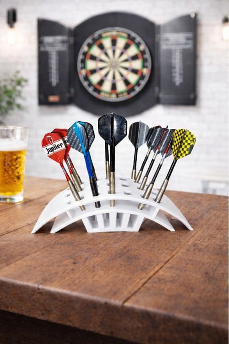 Dartpijlhouder - Geschikt voor 5 Sets Darts - Stabiele Tafelhouder - Wit Design