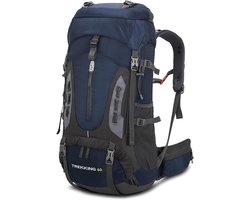 Wandelrugzak voor Dames en Heren met Regenhoes - Unisex - Trekrugzak - Dagrugzak - Reistassen - Nylon - 60L - Navy Blauw - van Imperatoris