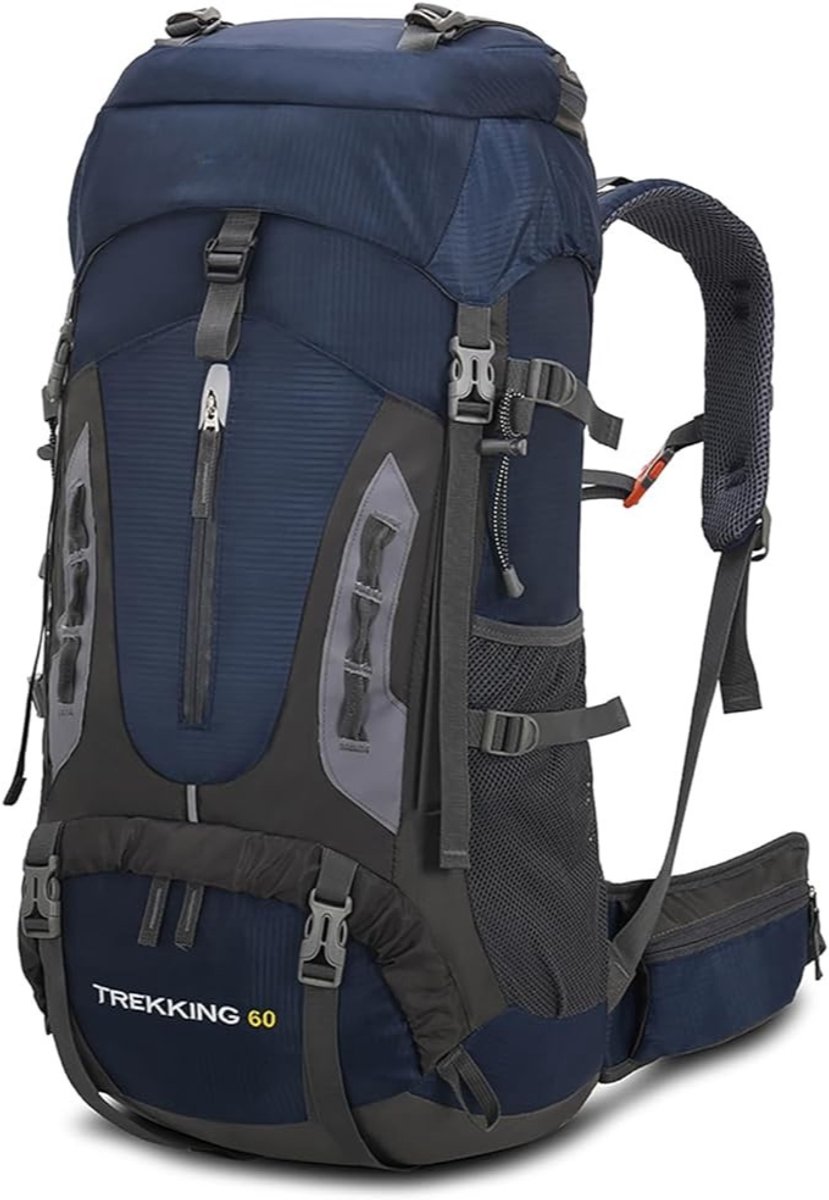 Wandelrugzak voor Dames en Heren met Regenhoes - Unisex - Trekrugzak - Dagrugzak - Reistassen - Nylon - 60L - Navy Blauw - van Imperatoris