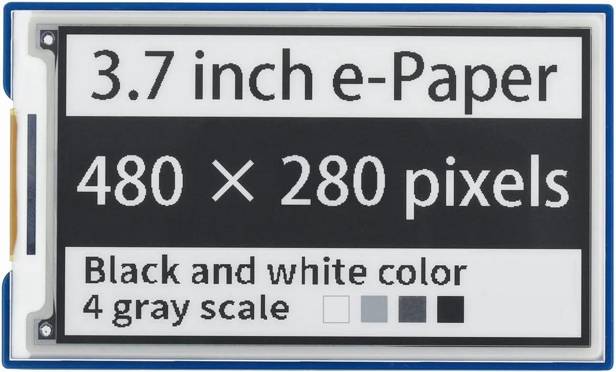 3.7 Inch E-Paper Display HAT voor Raspberry Pi met 480x280 Pixels en 4 Grijstinten