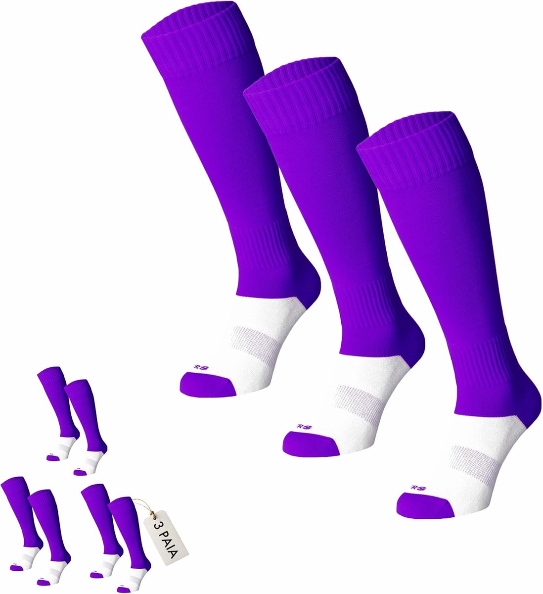 Set van 3 Paar Voetbalsokken voor Kinderen en Volwassenen in 10 Kleuren