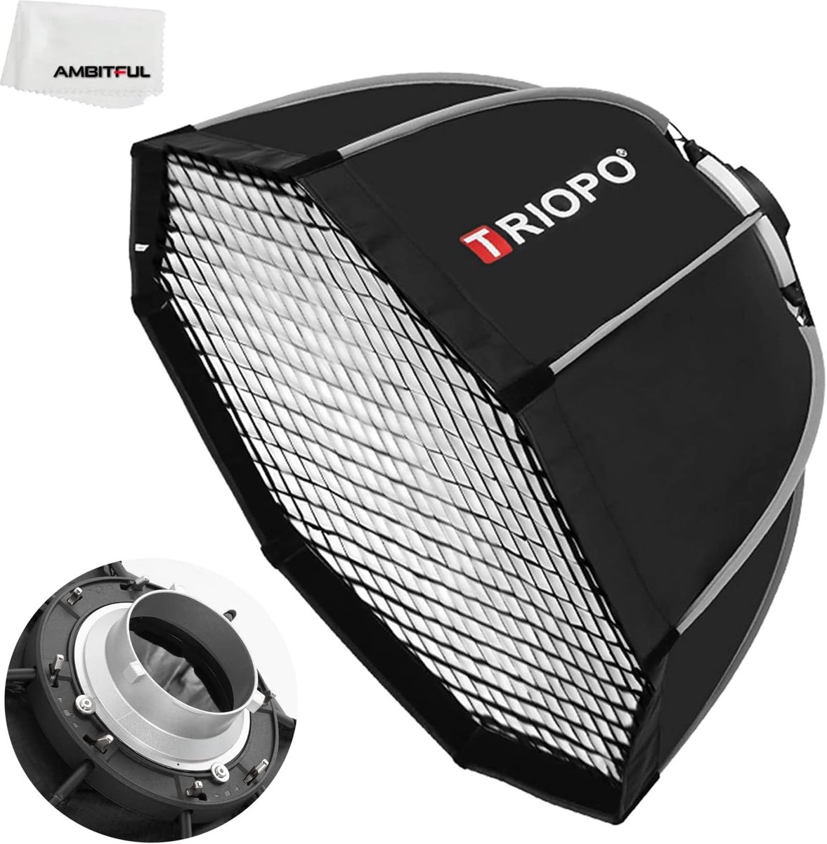Draagbare Octagon Softbox 65 cm met Bowens Mount en Honingraat voor Studiofotografie