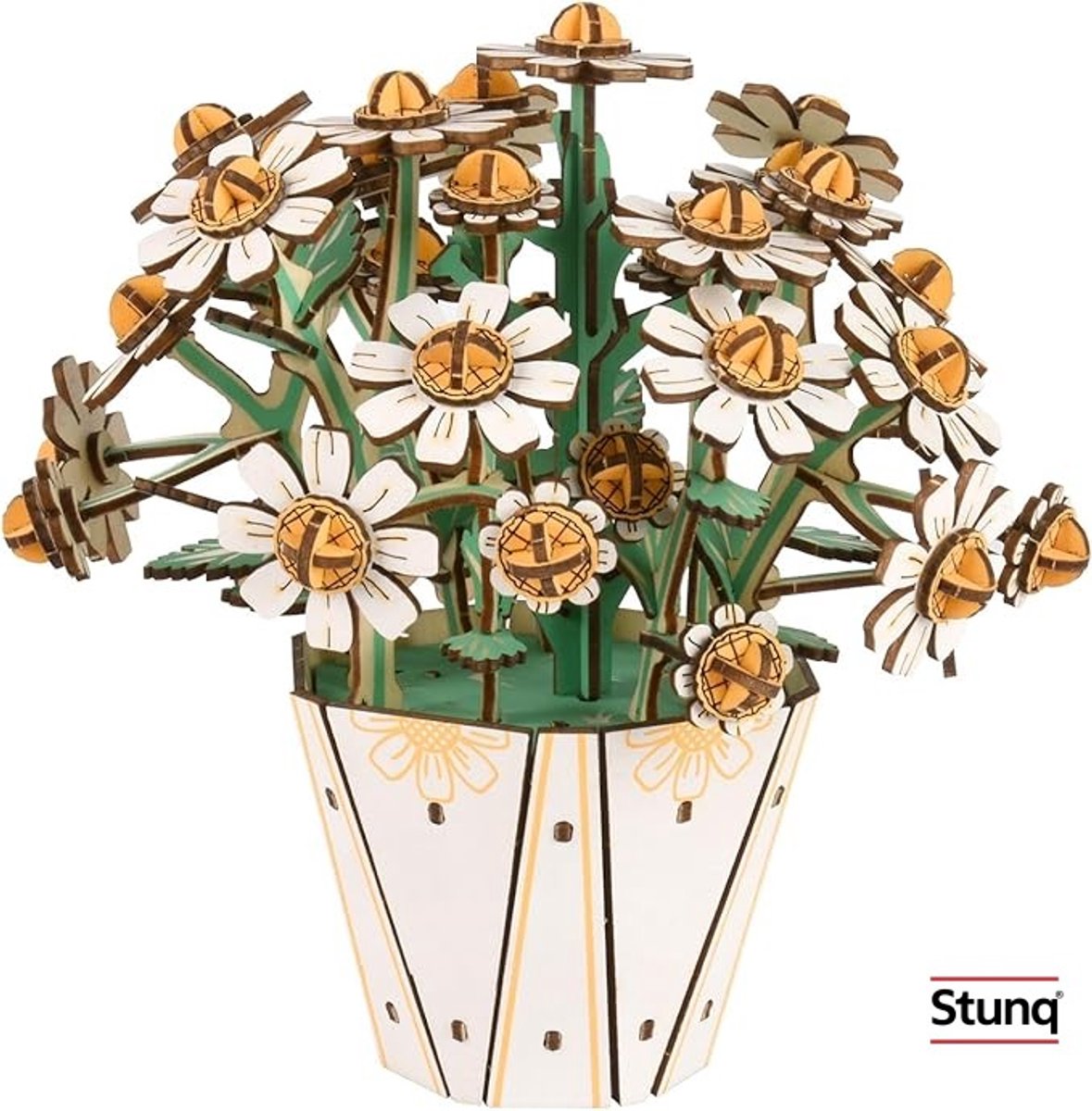 DIY Houten 3D Bloem Bouwpakket - Witte Madelief Decoratie
