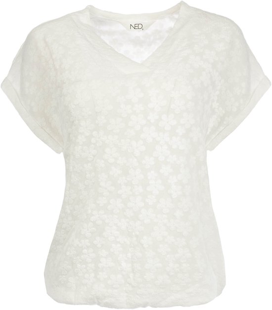 2025 - met V-hals, bloemenprint, mouwloos, casual, rugvrije kanten tanktop T-shirt met print, wit, M