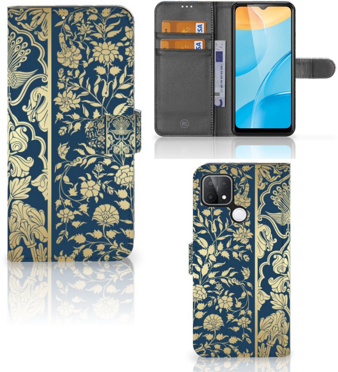 OPPO A15 Hoesje Beige Flowers
