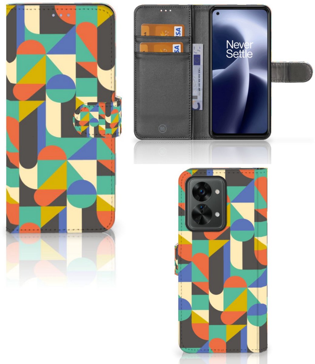 Book Case voor OnePlus Nord 2T Telefoon Hoesje Funky Retro