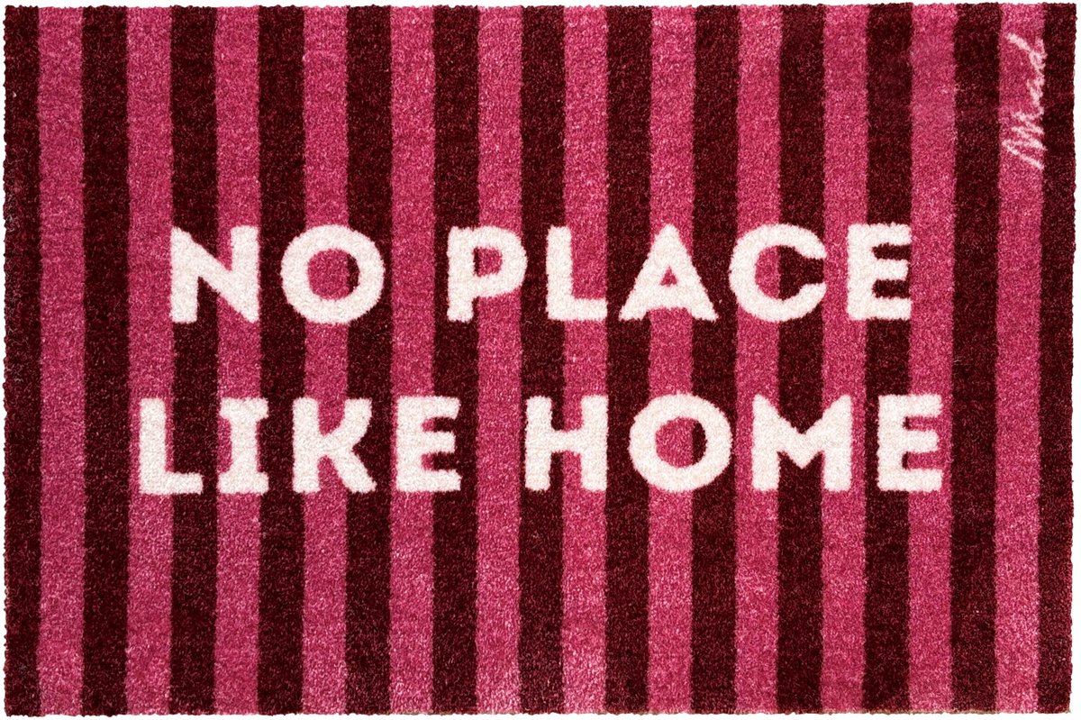 Mad About Mats Lou - deurmat - no place like home - schoonloop/scraper - wasbaar - 50x75cm roze