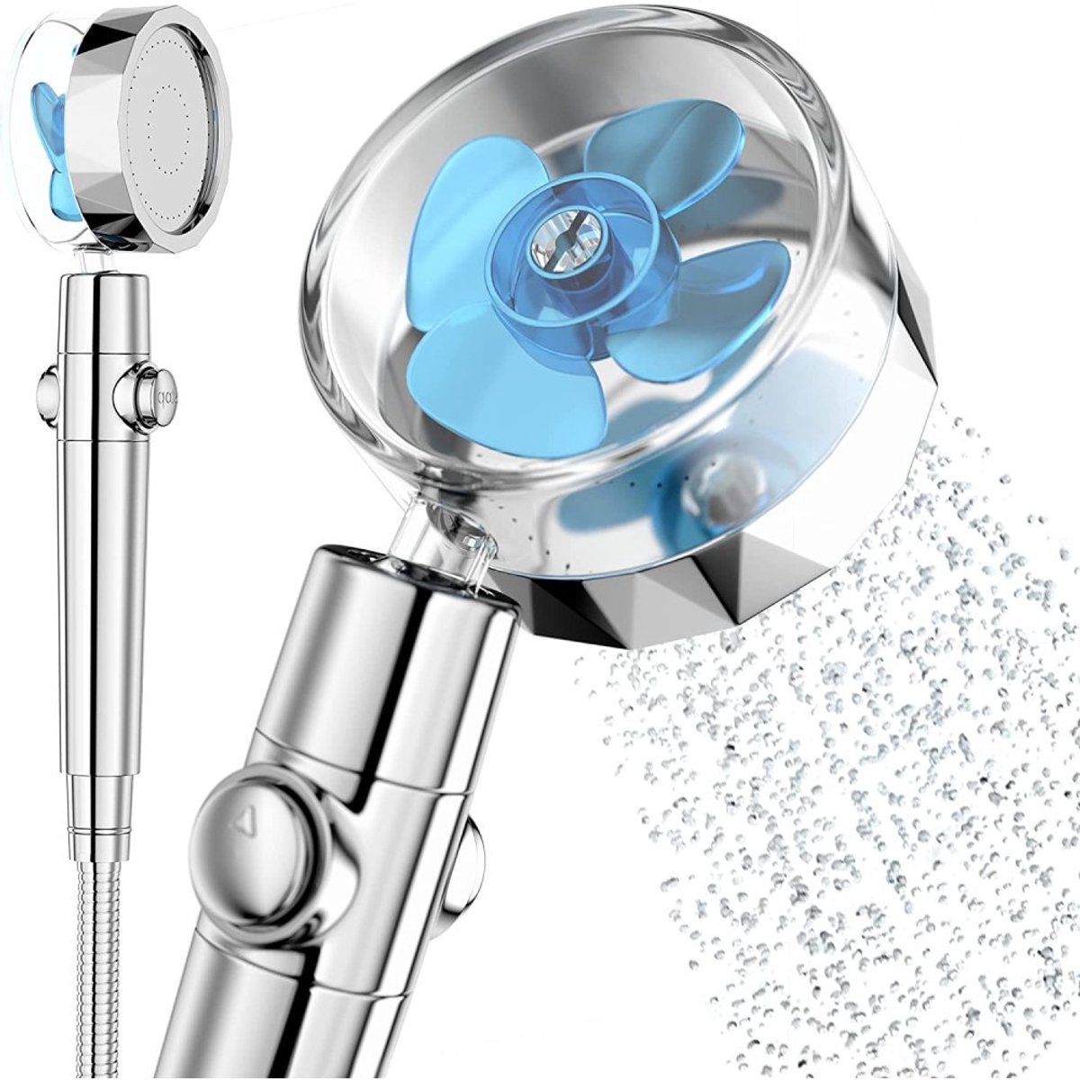 Douchekop Met Slang En Waterfilter - Drukverhogende Technologie Tegen Kalk En Hard Water - Waterbesparend Met Start/Stop Knop - Universeel Aansluiting Voor Badkamer Renovatie