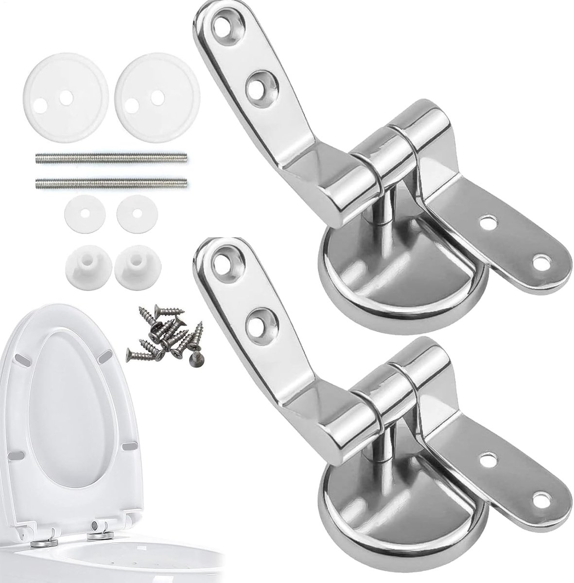 Toiletbrillen - Vervangingsonderdelen voor toiletbrilscharnieren - Toiletbrilscharnieren met softclose-functie - Roestvrije toiletbrilscharnieren (verstelbare metalen scharnieren) - Installatieset voor toiletbrilreparatie