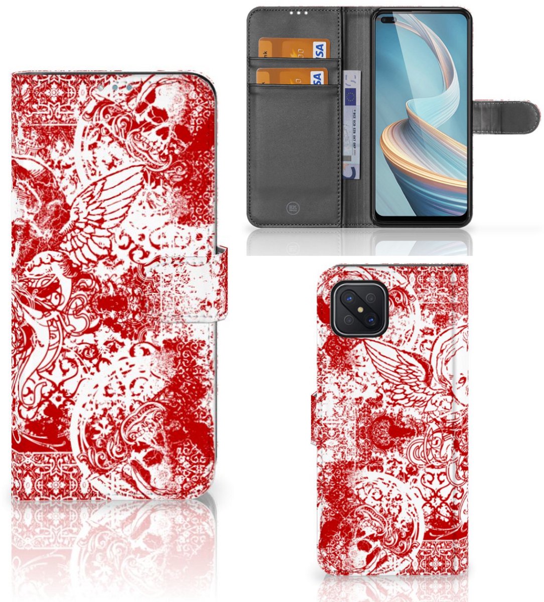 Telefoonhoesje met Naam OPPO Reno4 Z Angel Skull Rood