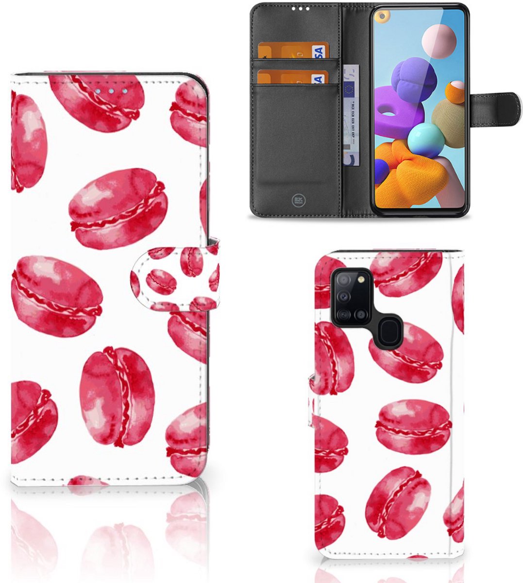 Samsung Galaxy A21s Book Cover Pink Macarons