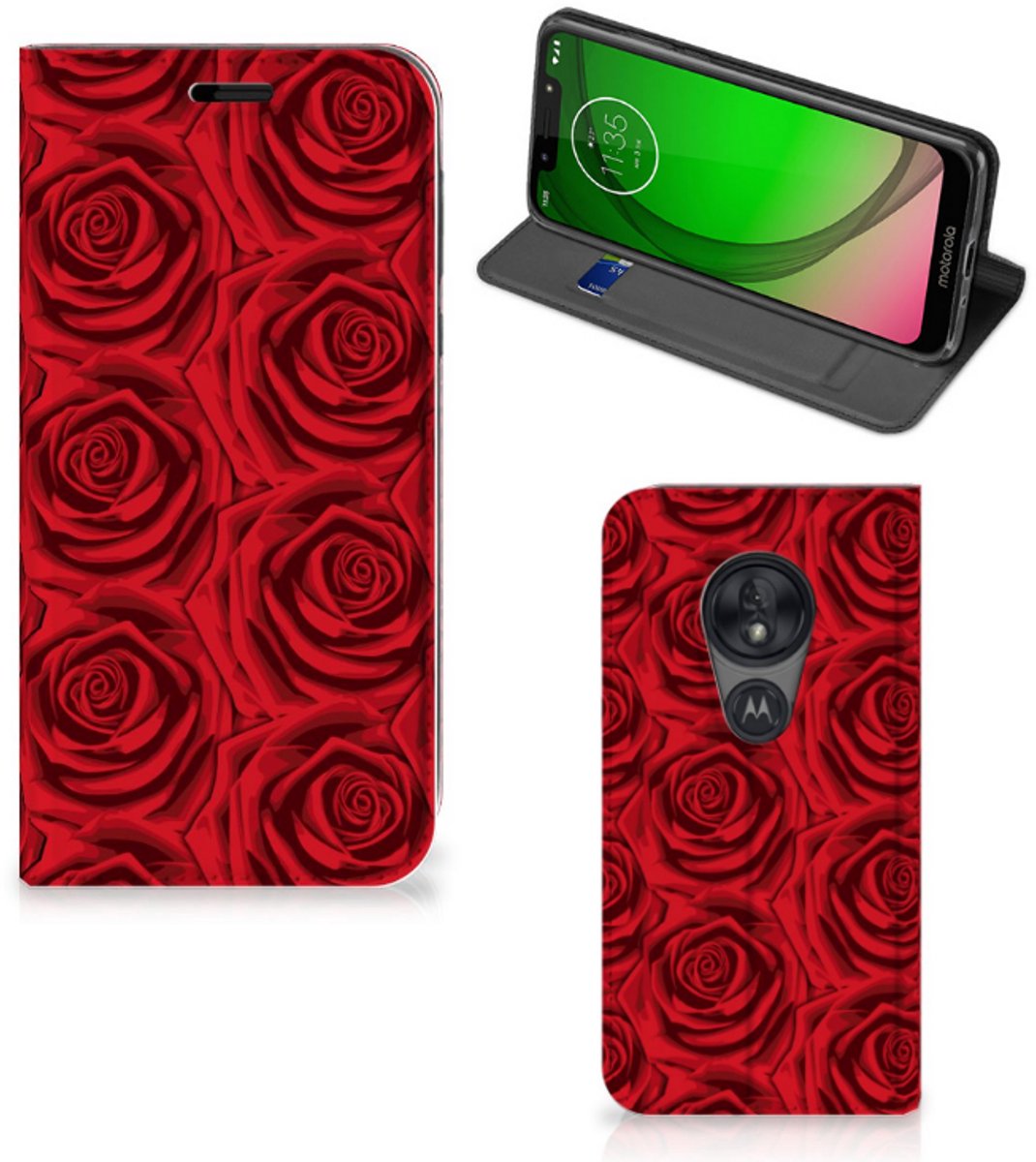Motorola Moto G7 Play Smart Cover Red Roses