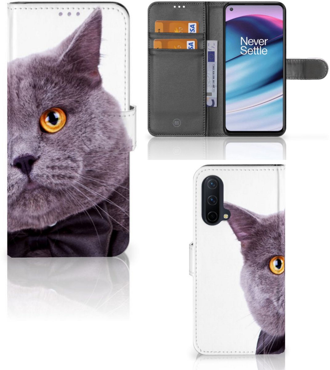 OnePlus Nord CE 5G Telefoonhoesje met Pasjes Kat