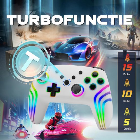 Draadloze Controller voor Switch, PC, iOS en Android met RGB Verlichting — afbeelding 2