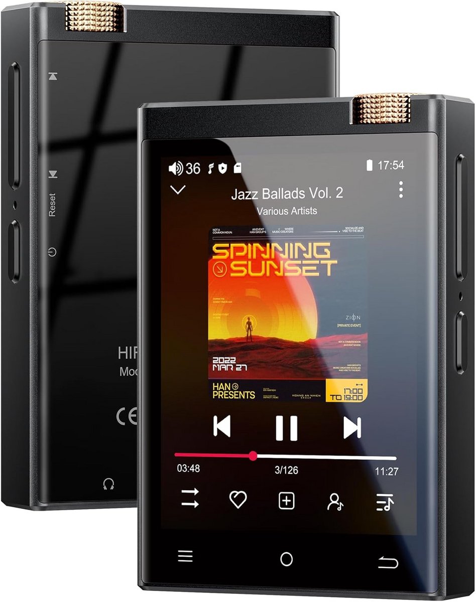 HiFi MP3 Speler met Bluetooth en WiFi - 80GB Capaciteit, 2.8'' Scherm en DSD Ondersteuning