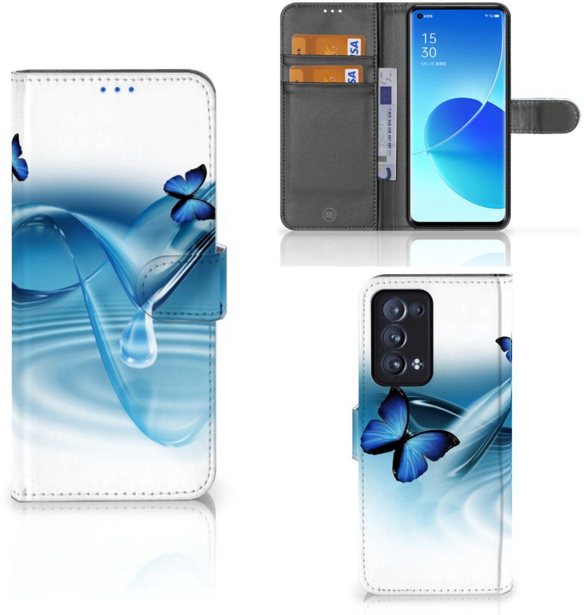 OPPO Reno 6 Pro Plus 5G Telefoonhoesje met Pasjes Vlinders