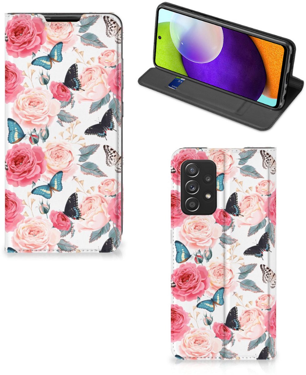 Book Case voor Samsung Galaxy A52 Smart Cover Butterfly Roses
