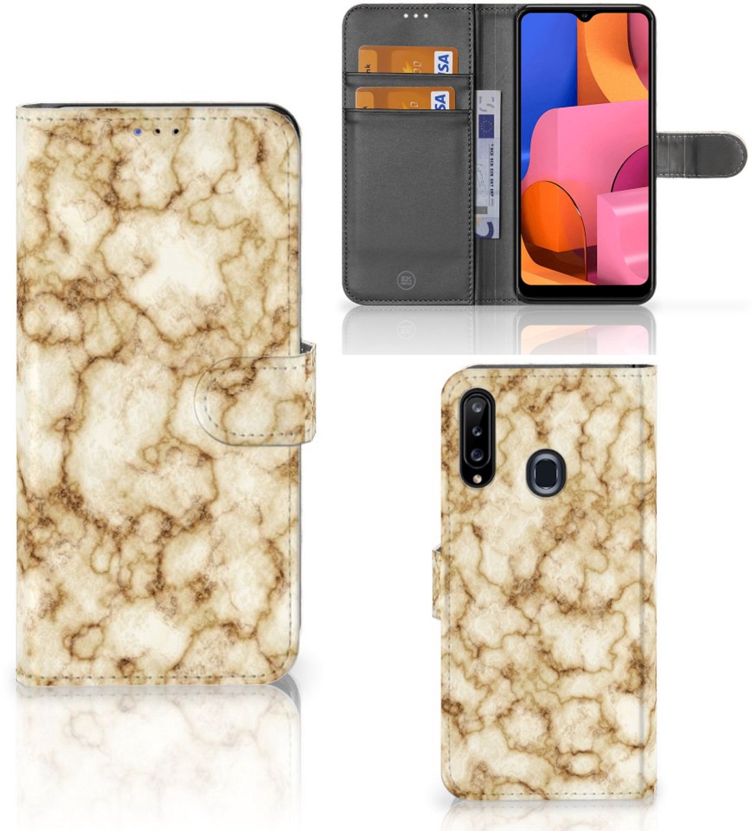 Samsung Galaxy A20s Bookcase Marmer Goud