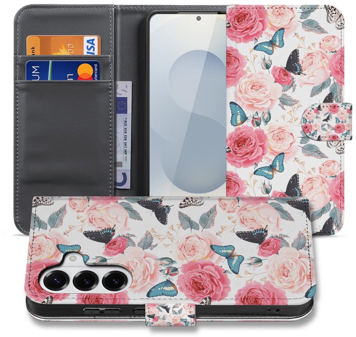 Samsung Galaxy S26 Plus Bookcase Hoesje Roze Butterfly