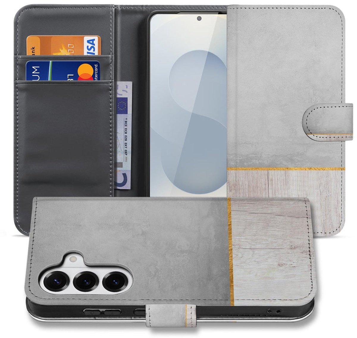 Boekhoesje voor Book Case Samsung Galaxy S26 Plus Wood Concrete