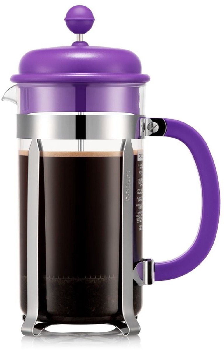 Bodum Coffee Maker | Caffettiera French Press Cafetière | Kunststof deksel | 8 kops | Paars | 1L