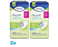TENA Discreet Ultra Mini Incontinentie Pads · 2 x 20 Stuks · Ultra Dun · Voor Licht Urineverlies