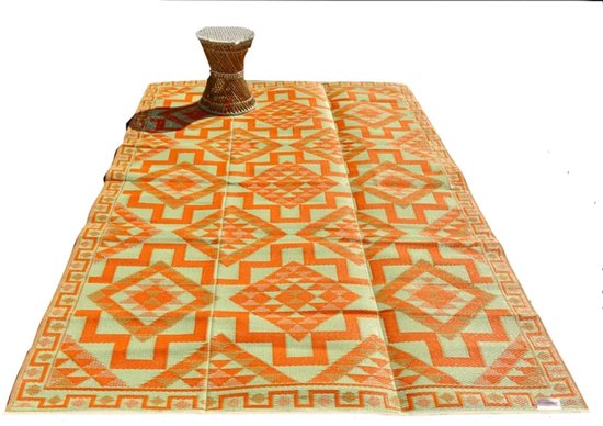 plastic vloerkleed-buitenkleed 180x270cm oranje aztec