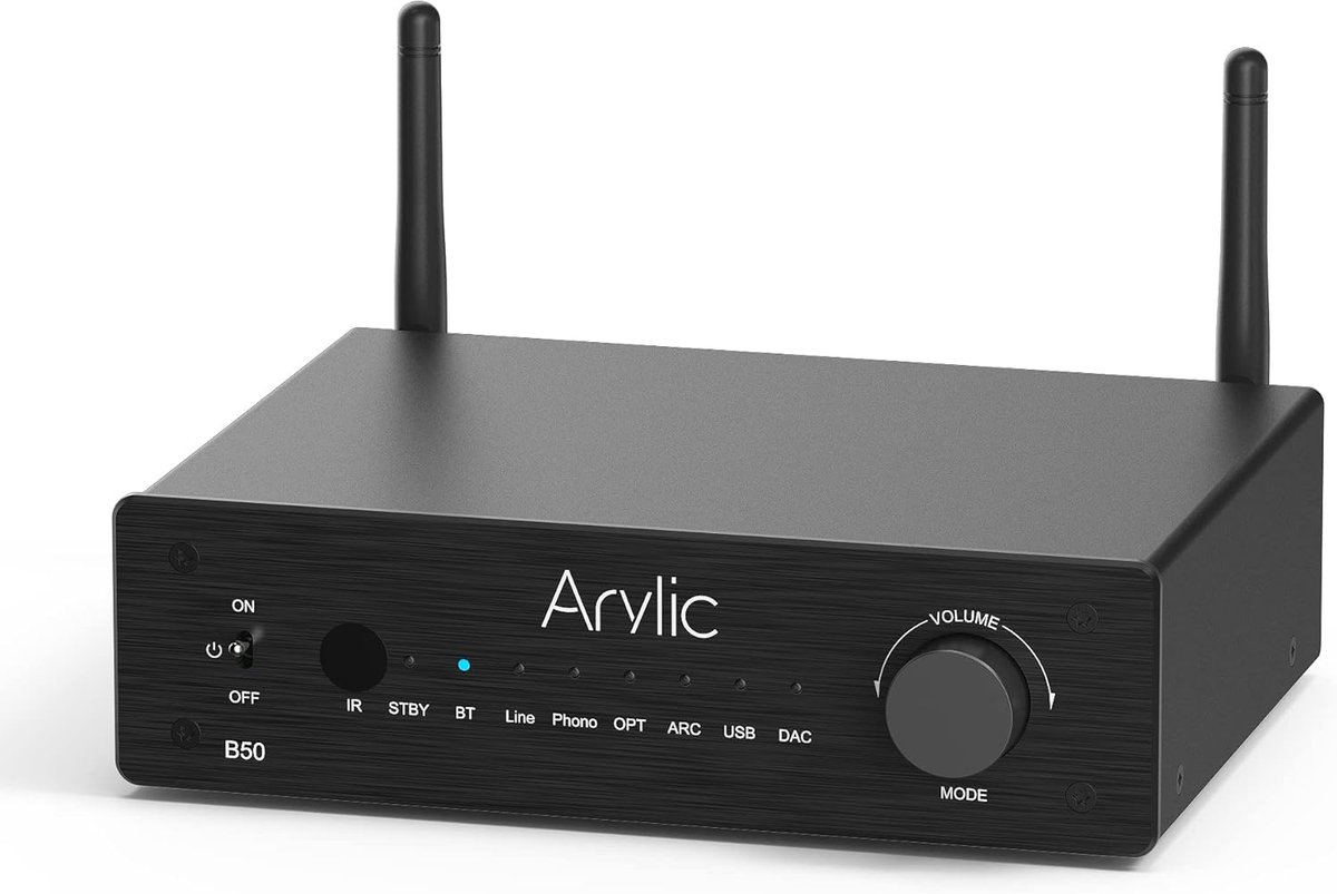 Stereo Versterker met Bluetooth, HDMI ARC, Optische Ingang en Phono Voorversterker - 2 Kanaals Home Audio AMP
