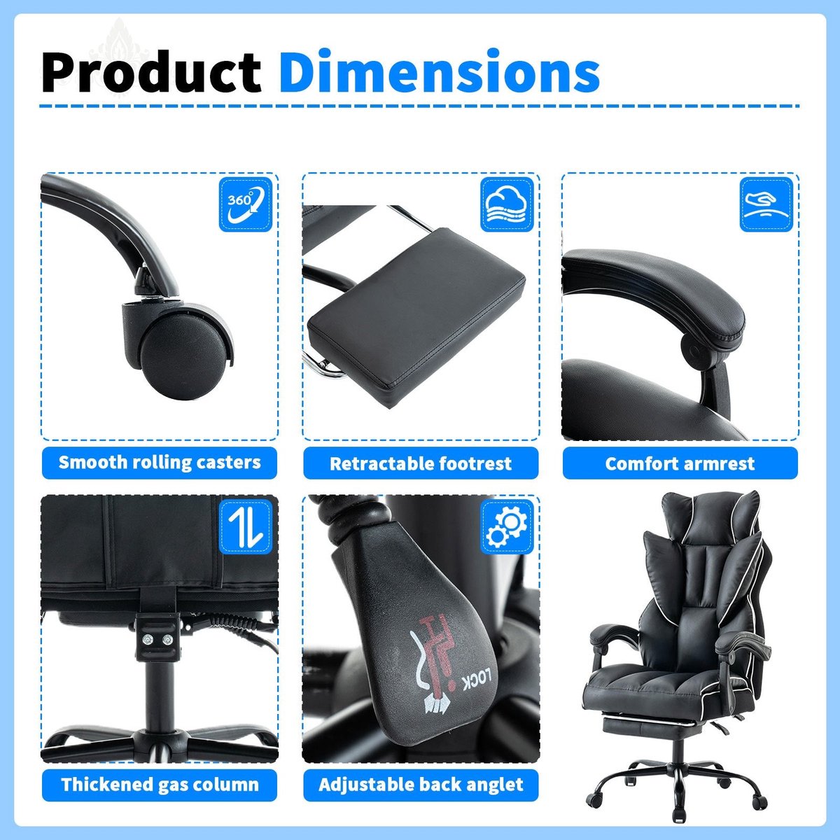 Corvance Ergonomische Gamingstoel met Voetsteun - afbeelding 3