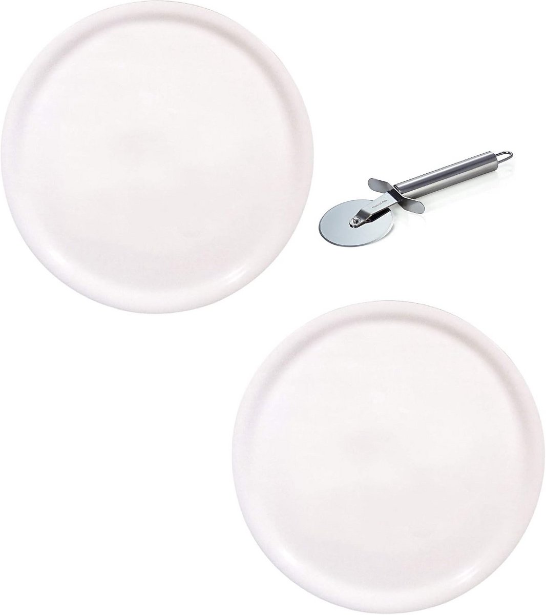 Pizzaborden Set met Pizzasnijder - Ø28cm - Schokbestendig Porselein