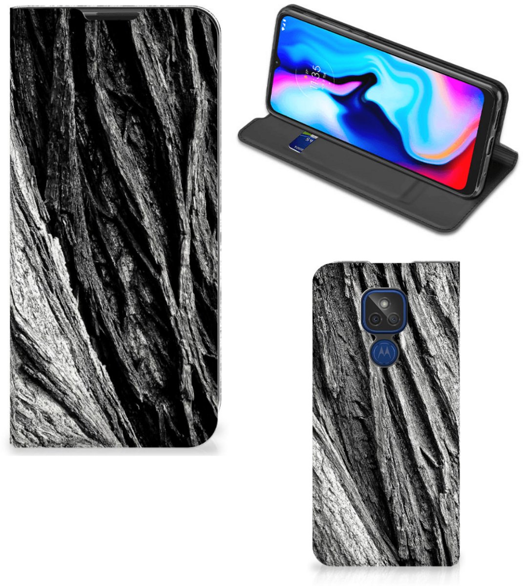 Book Wallet Case Motorola Moto G9 Play Boomschors Grijs