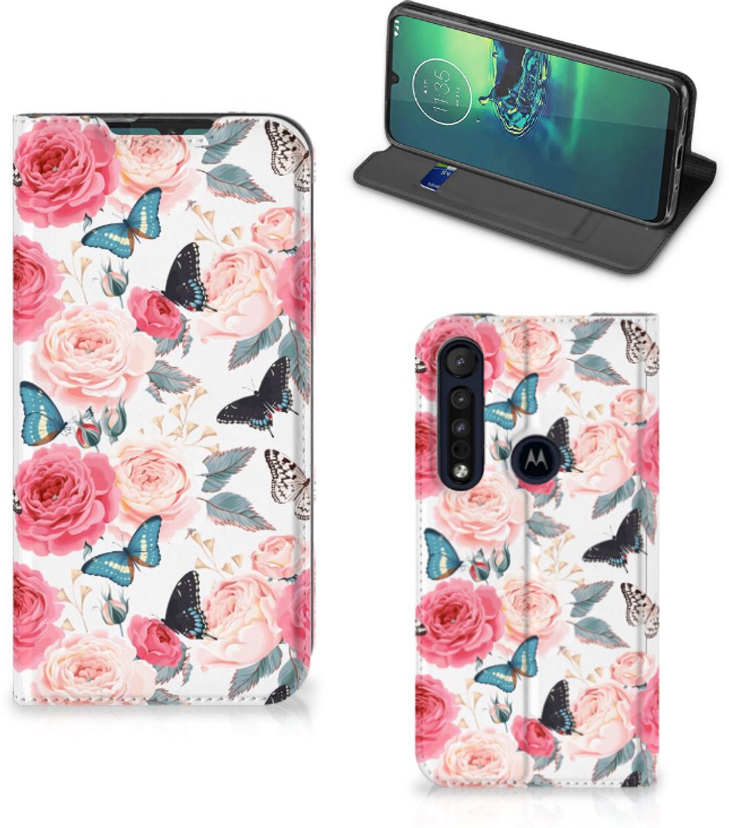 Motorola G8 Plus Smart Cover Butterfly Roses