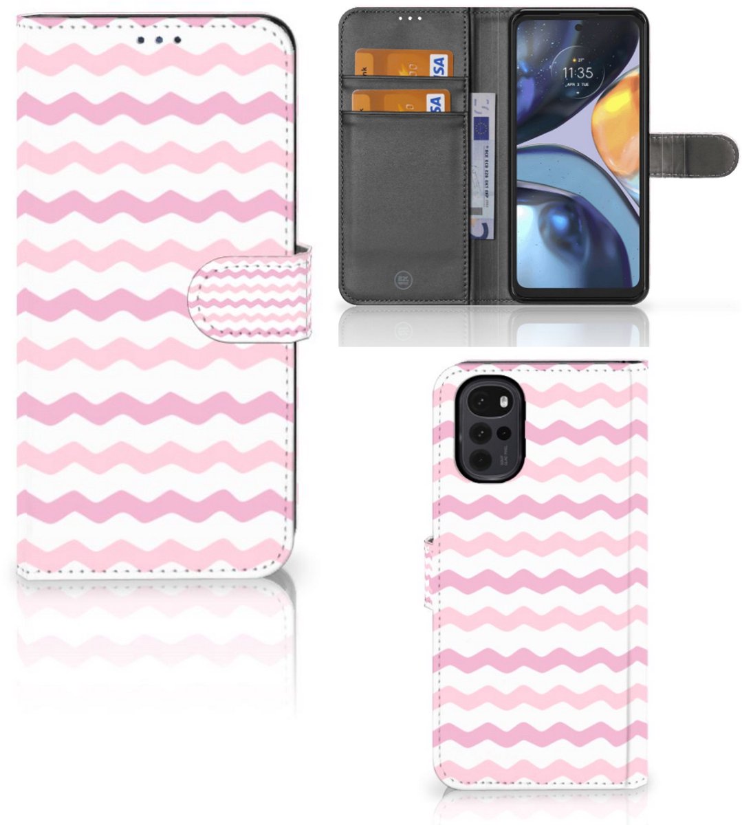 Motorola Moto G22 Telefoon Hoesje Waves Roze