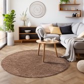 Basic Rond Shaggy vloerkleed Caramel Hoogpolig- 200 CM Ø