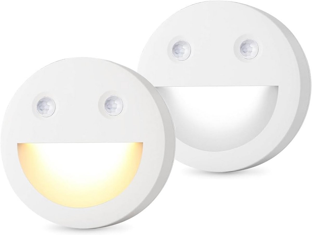 Led Nachtlampje met Bewegingssensor - 2 Stuks | Warm & Koud Wit Licht | Batterijgevoed