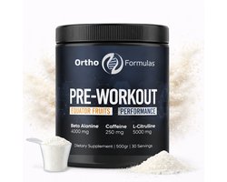 Ortho Formulas® Pre Workout Pump – Tropical – Beta Alanine - Citrulline & Cafeïne - 500 gram - 30 doseringen